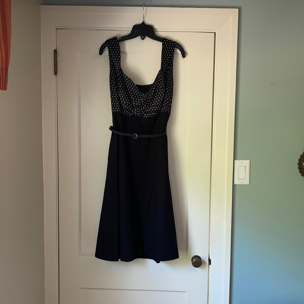 Black flare polka dot dress